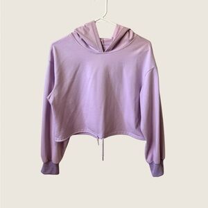 SHEIN Oversized Cropped Lavender Purple Hoodie Lightweight Sweatshirt